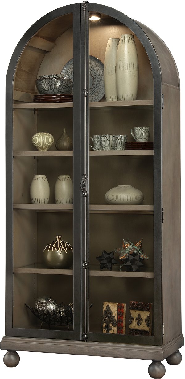 China Cabinets And Display Cases Rc Willey Furniture 2 Tone Aged Gray And Charcoal Arch Top Curio Cabinet Naomi