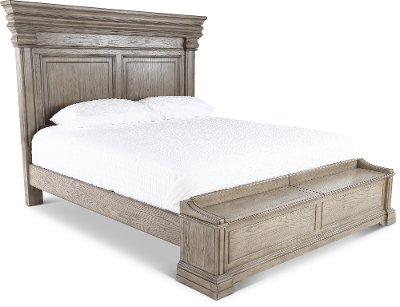 Classic Traditional Gray King Storage, Cal King Bed Frame With Storage