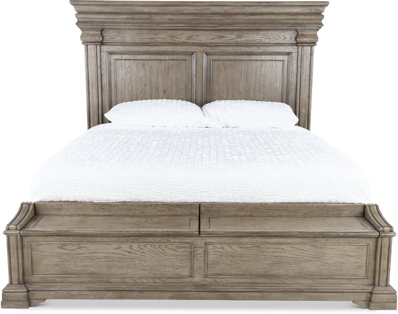 Madison Ridge Classic Traditional Gray, California King Bed Frame With Headboard And Storage