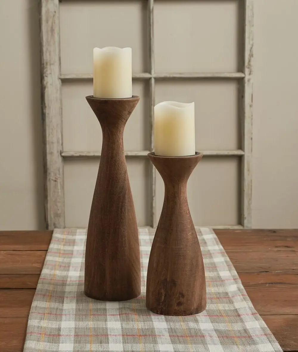 12 Inch Wood Pillar Candle Holder - Brody-1