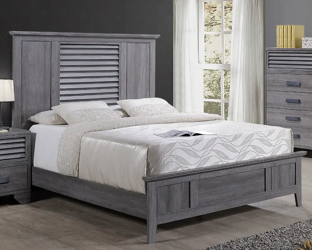 Sarter Casual Contemporary Gray Queen Bed-1
