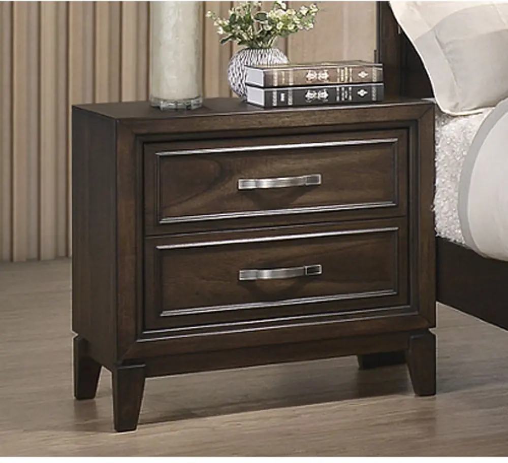 Contemporary Chocolate Brown Nightstand - Tremont-1