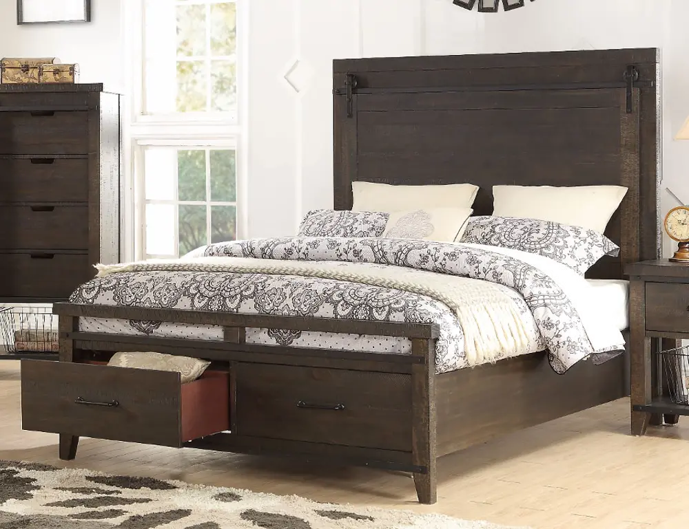 Rustic Contemporary Brown Queen Storage Bed - Montana-1