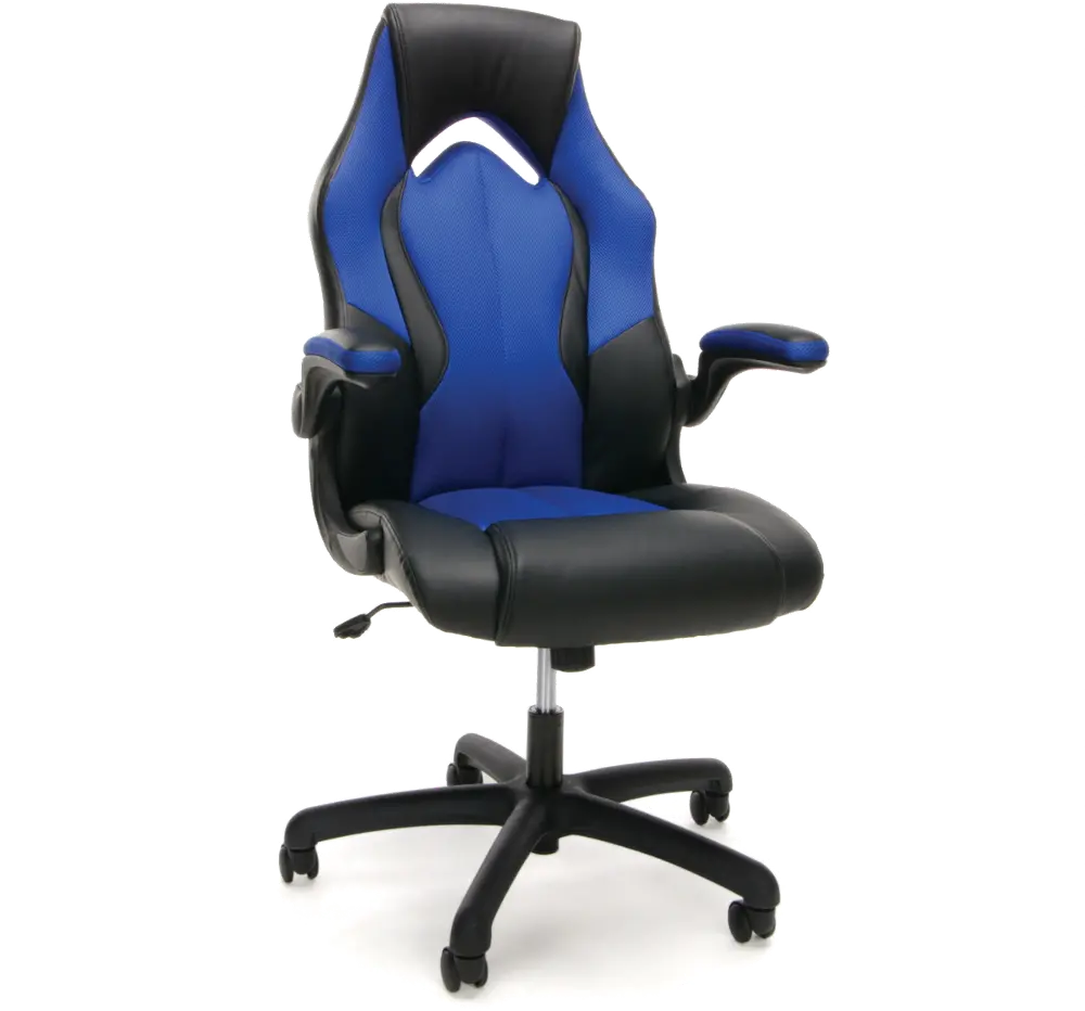 Blue and Black Leather Gaming Chair - Essentials-1