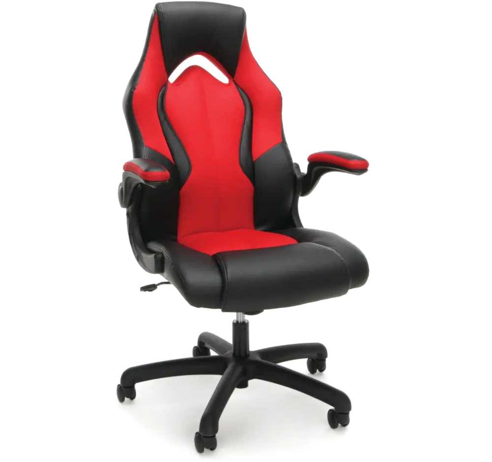 Red and Black Leather Gaming Chair - Essentials-1