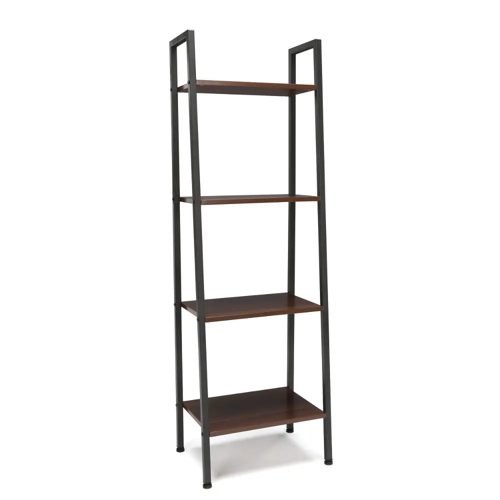 Gray and Walnut Brown 4 Shelf Bookcase - Essentials-1