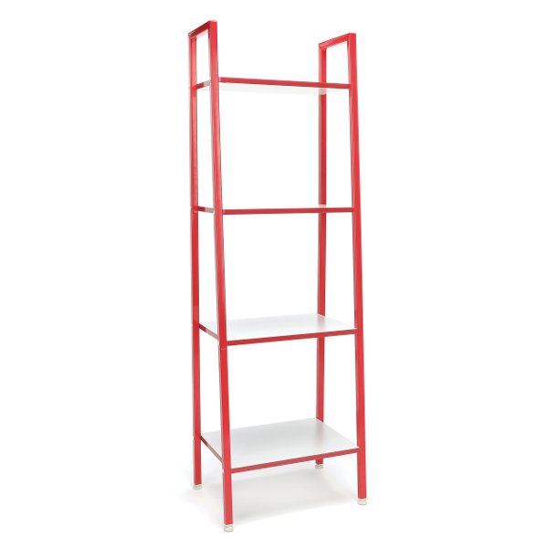 Red And White 4 Shelf Bookcase