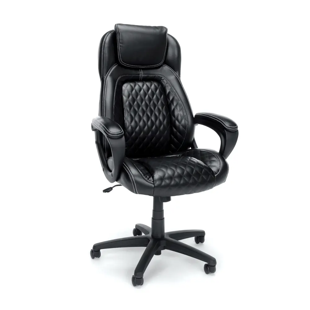 Racing Style Black Leather Executive Office Chair - Essentials-1