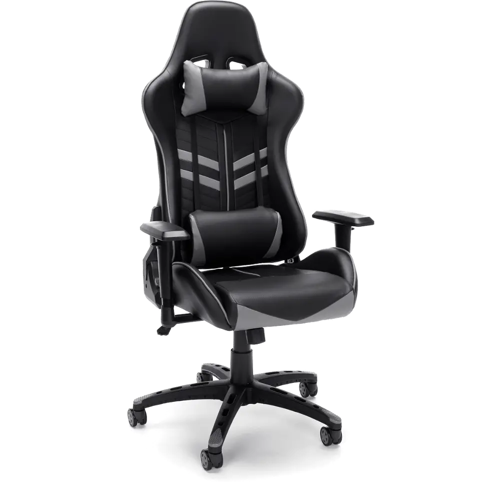 Racing Style Gray and Black Gaming Chair - Essentials-1