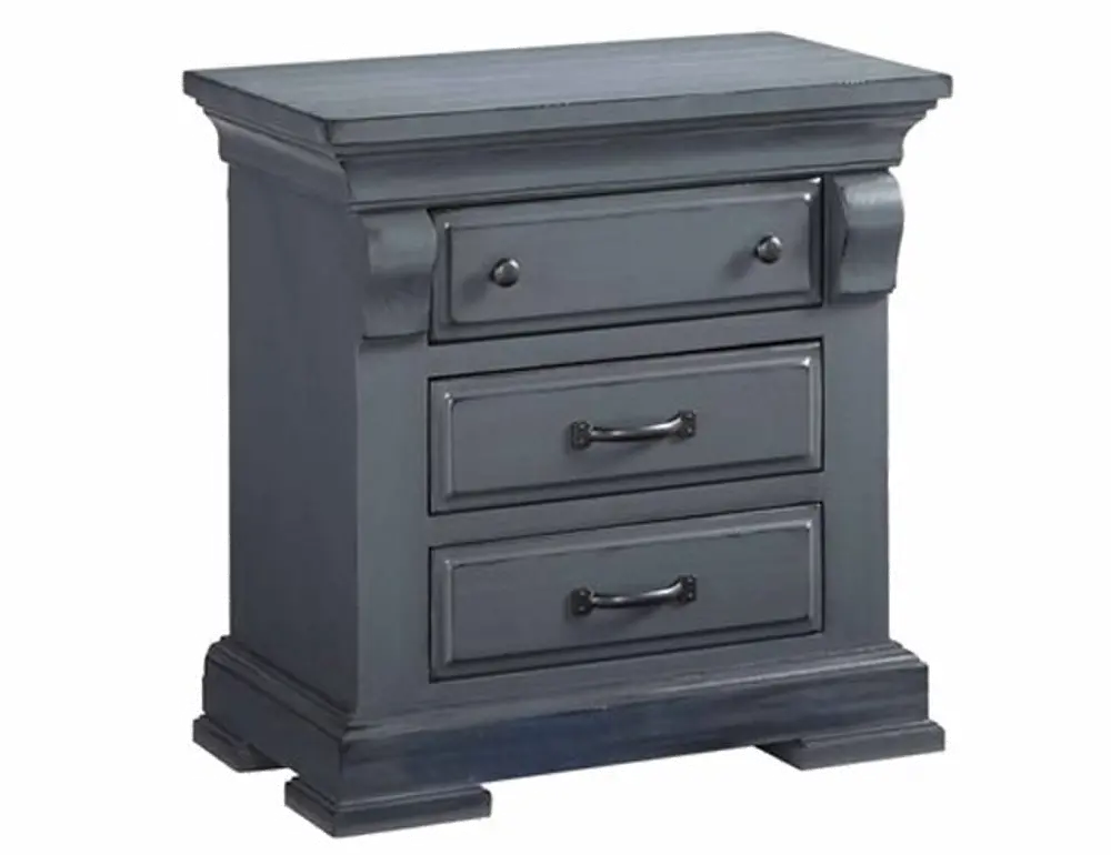 Classic Traditional Slate Blue Nightstand  - Everly-1