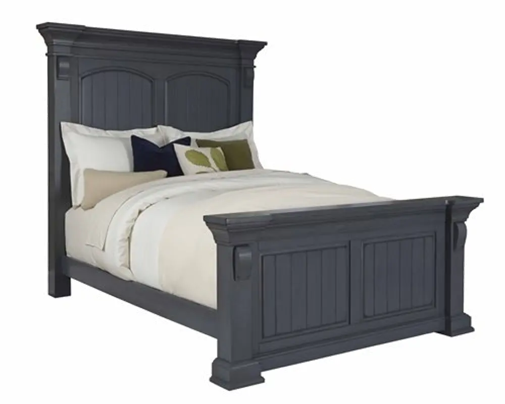 Classic Traditional Slate Blue Queen Bed - Everly-1