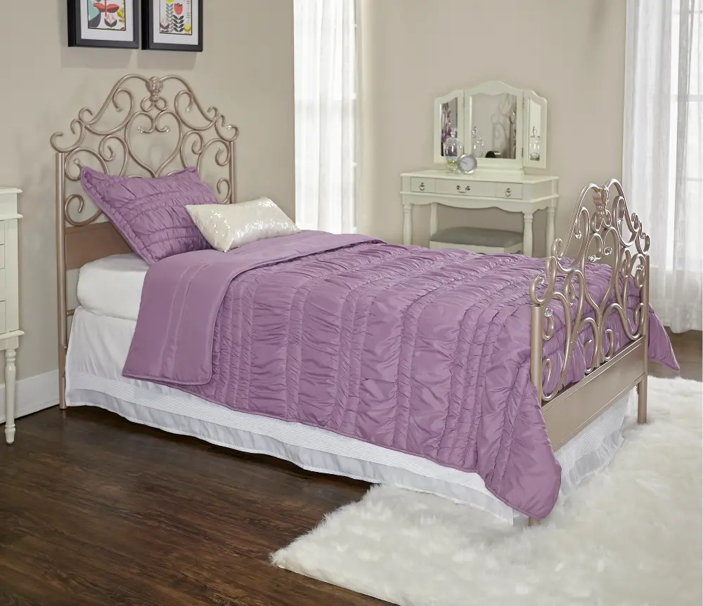 Traditional Rose Gold Twin Metal Bed - Elizabeth-1