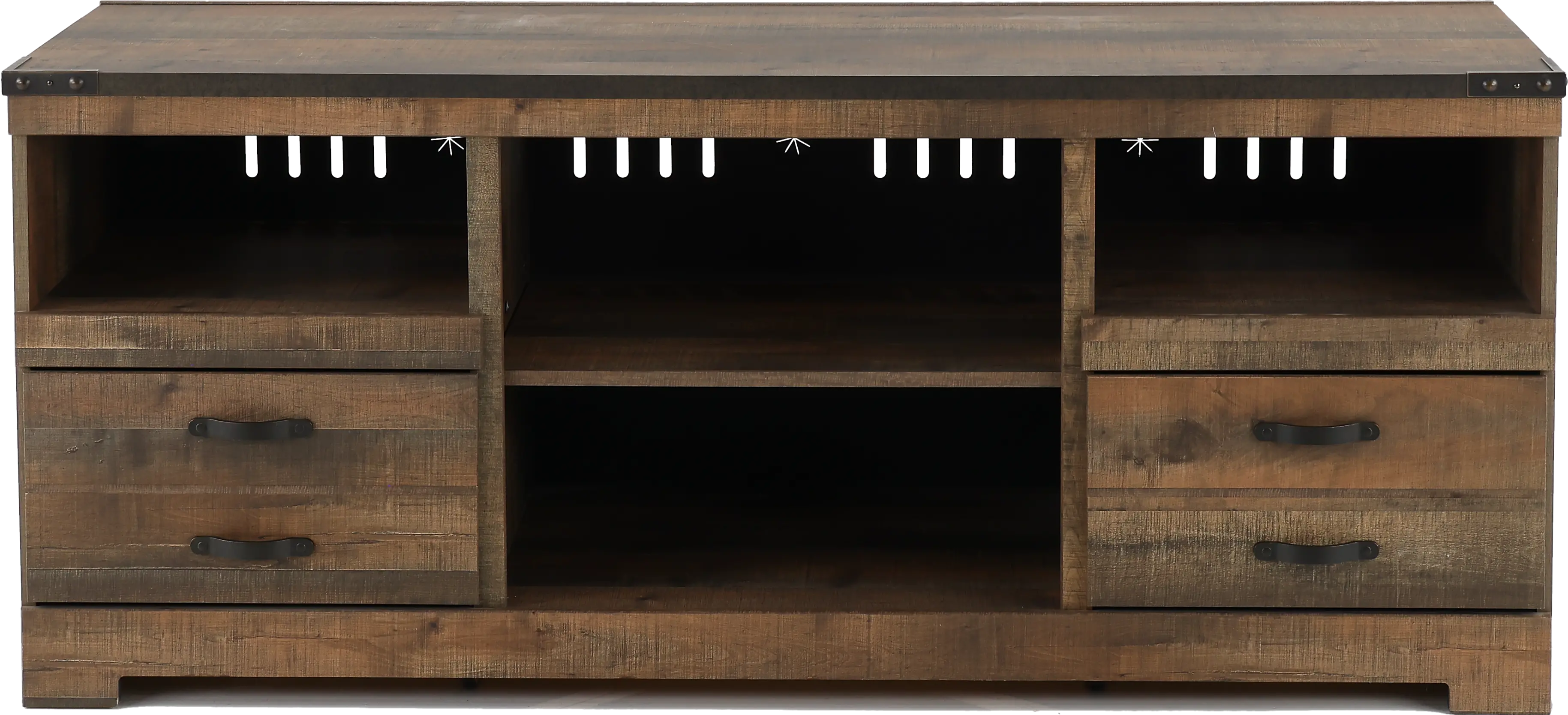 Trinell Rustic Oak Wooden 64 TV Stand