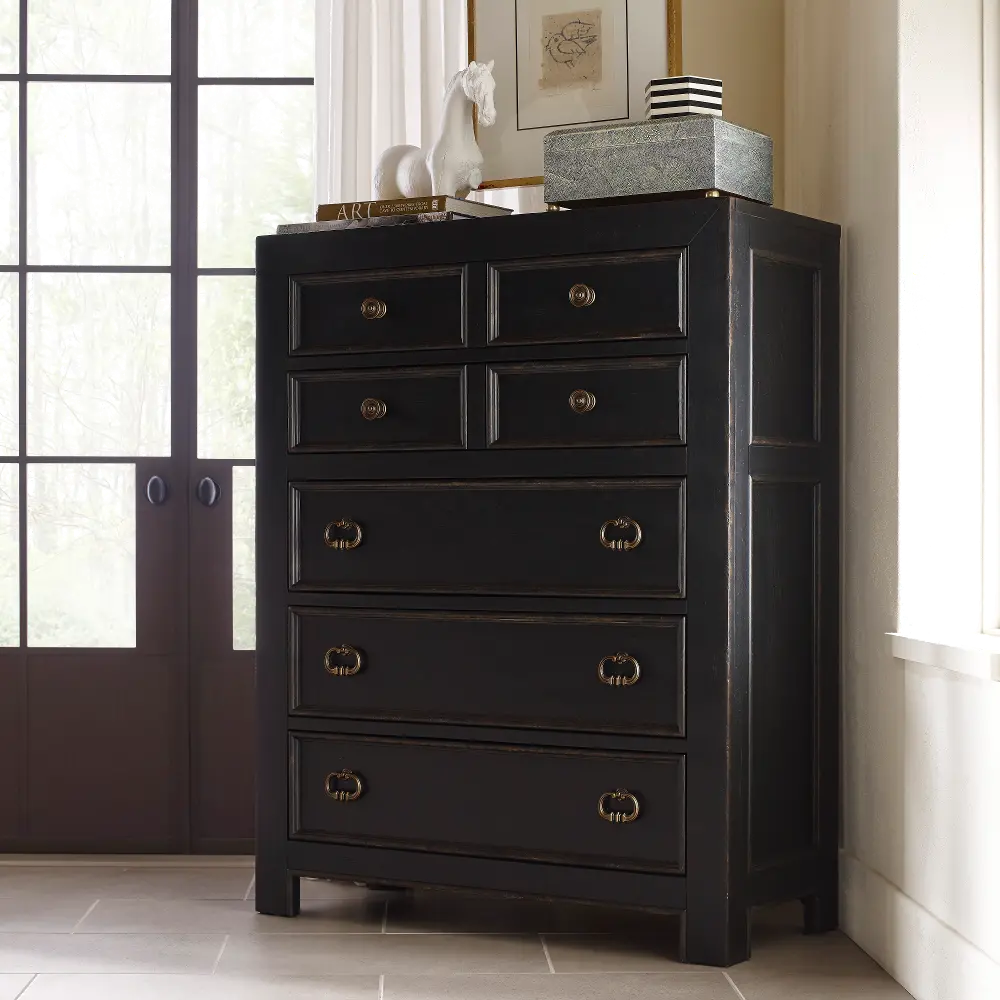 Rustic Traditional Black Chest of Drawers - Bishop Hills-1