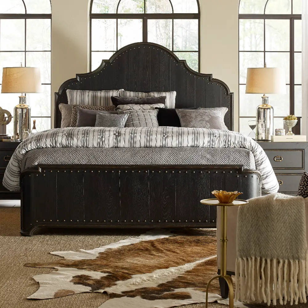 Rustic Traditional Black Queen Bed - Bishop Hills-1