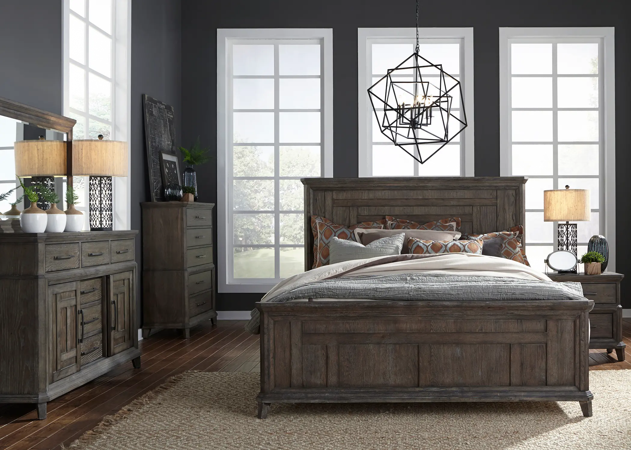 Artisan Prairie Aged Oak 4 Piece King Bedroom Set
