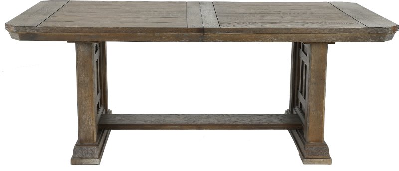 Classic Industrial Aged Oak Trestle, Industrial Dining Room Table