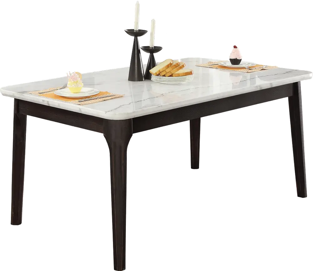 White Marble and Charcoal Dining Room Table - Janel-1