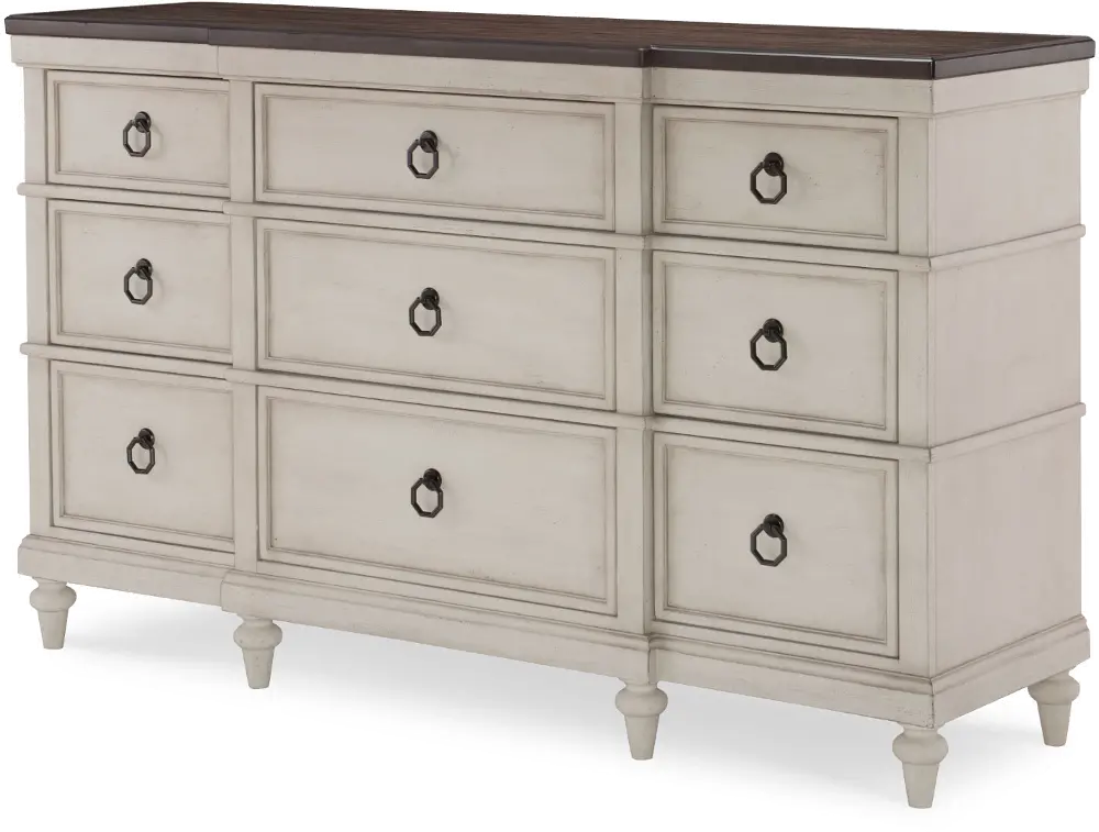 Traditional Two-Tone Linen and Dark Elm Dresser - Brookhaven -1
