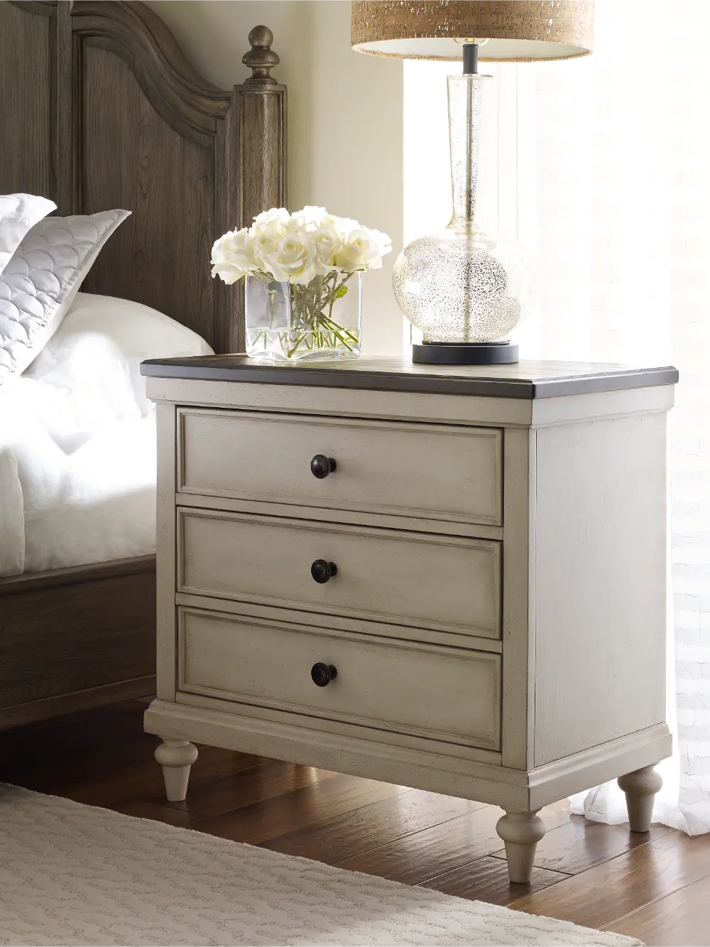 Traditional Two-Tone Nightstand - Brookhaven -1