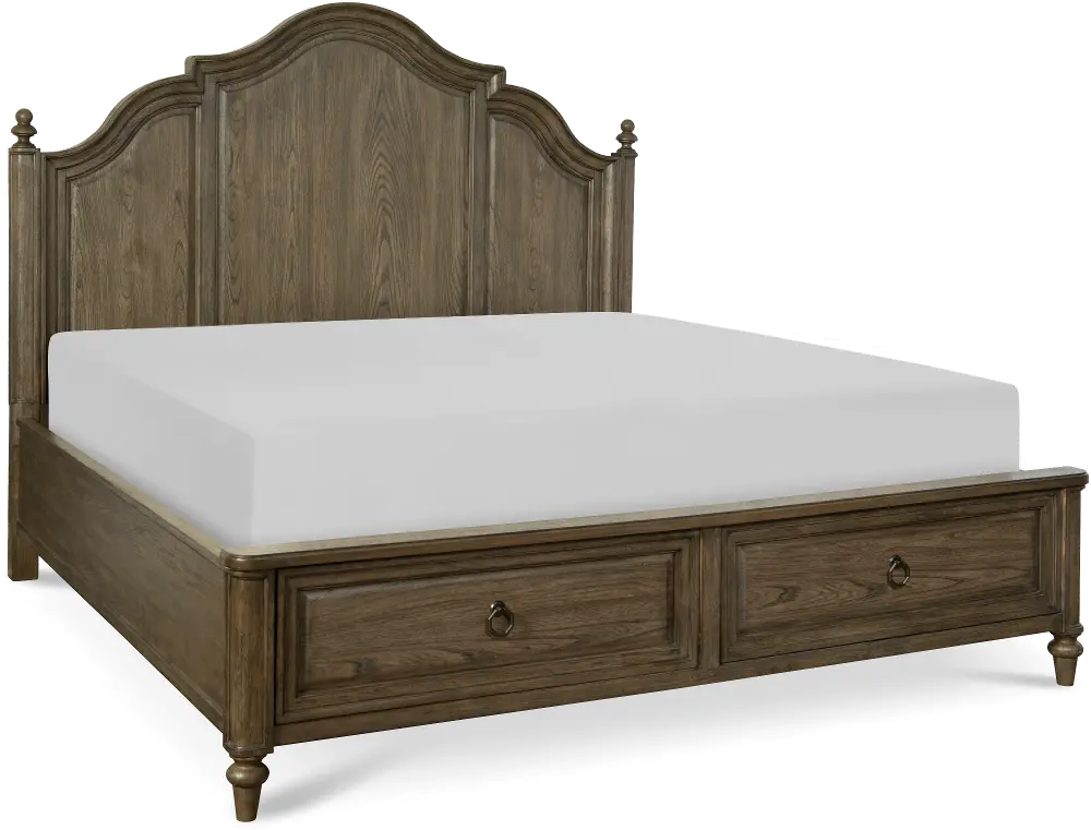 Traditional Dark Elm Queen Storage Bed - Brookhaven -1