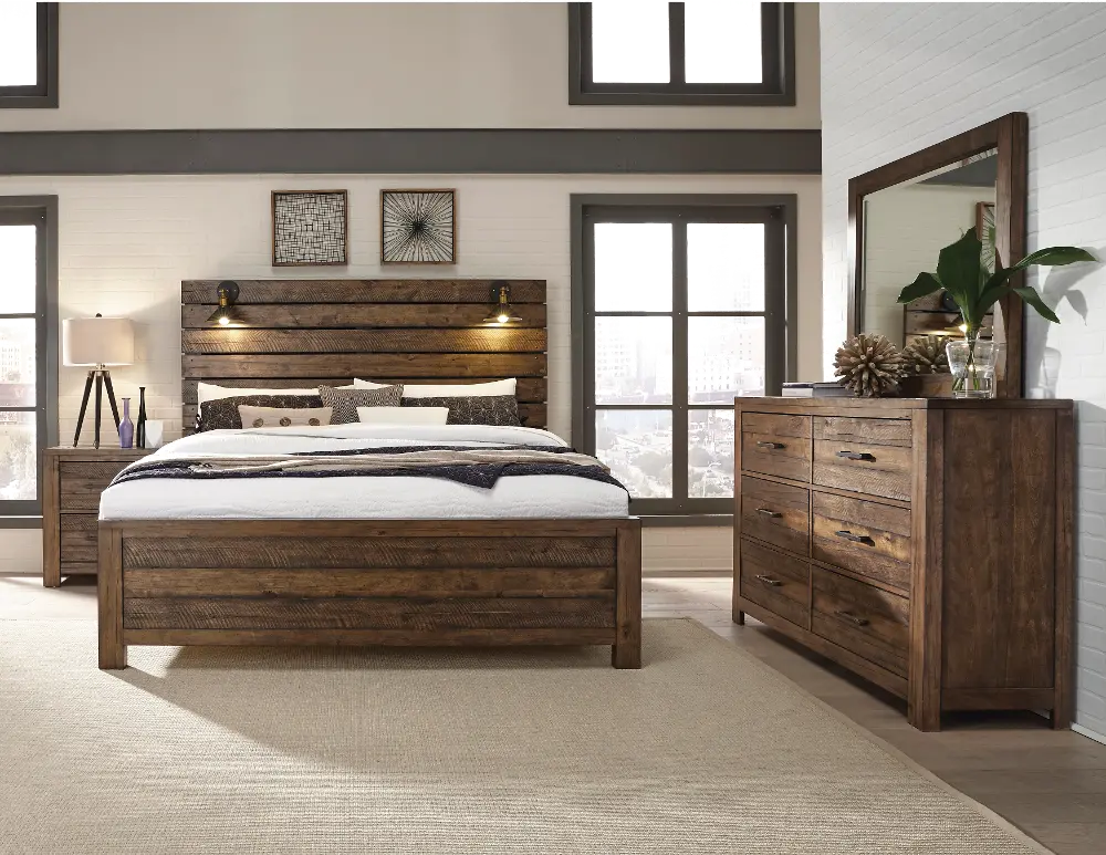 Reclaimed Modern Brown 4 Piece Queen Bedroom Set - Dakota-1