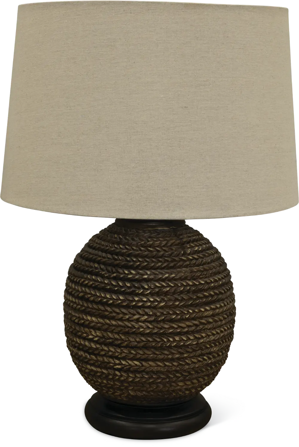 Brown Faux Rope Indoor-Outdoor Table Lamp with Black Base-1