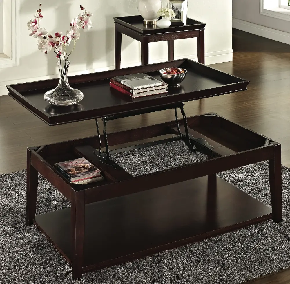 Cherry Brown Lift Top Coffee Table - Clemson-1