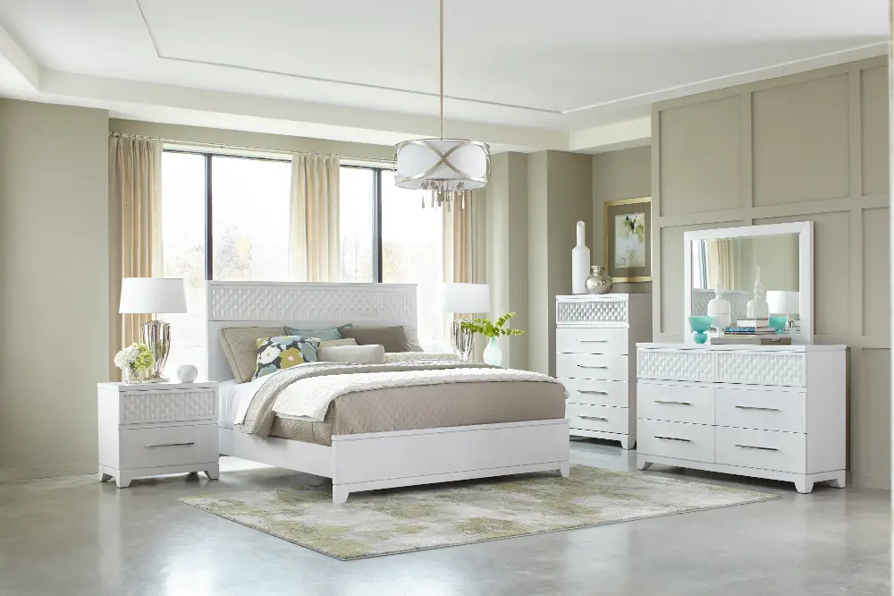 Contemporary White 4 Piece Queen Bedroom Set - Utopia-1