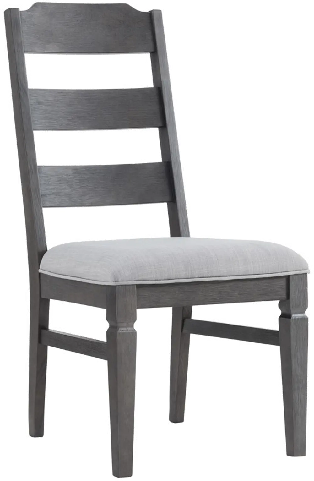 Pewter Brown Ladder Back Upholstered Dining Chair - Foundry-1