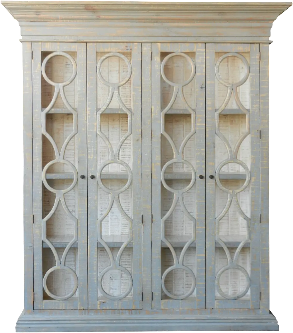 FSI-ALV-842BKS/CABNT Traditional Distressed Gray and White Cabinet - Merchant -1