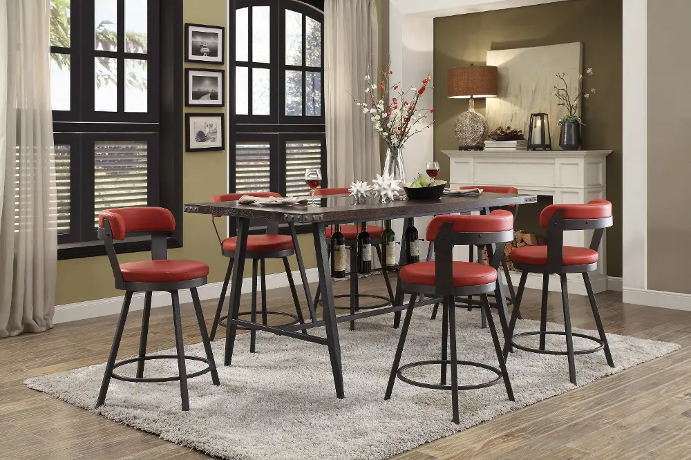 Appert Retro Red 5 Piece Counter Height Dining Set-1