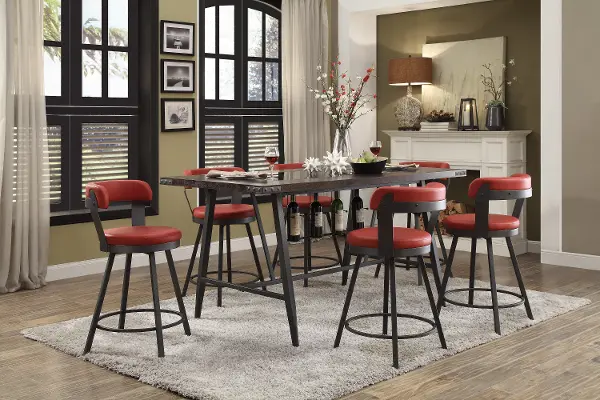 Appert Retro Red 5 Piece Counter Height Dining Set Rc Willey 5 Piece Counter Height Dining Set, Modern Dining Table Counter Height