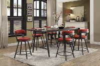 5-piece Counter Height Dining Set Red Brown and Tan