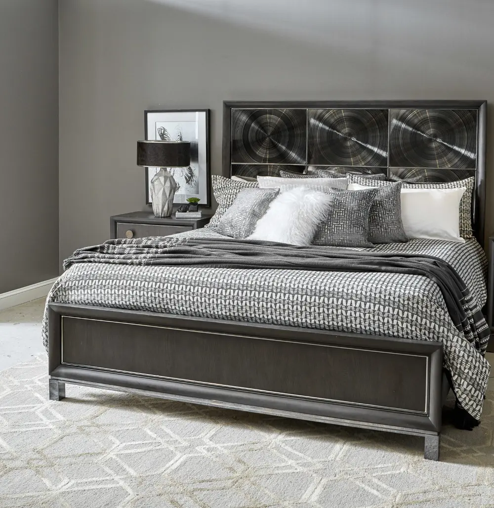 Contemporary Black Nickel King Bed - Radiance Space-1