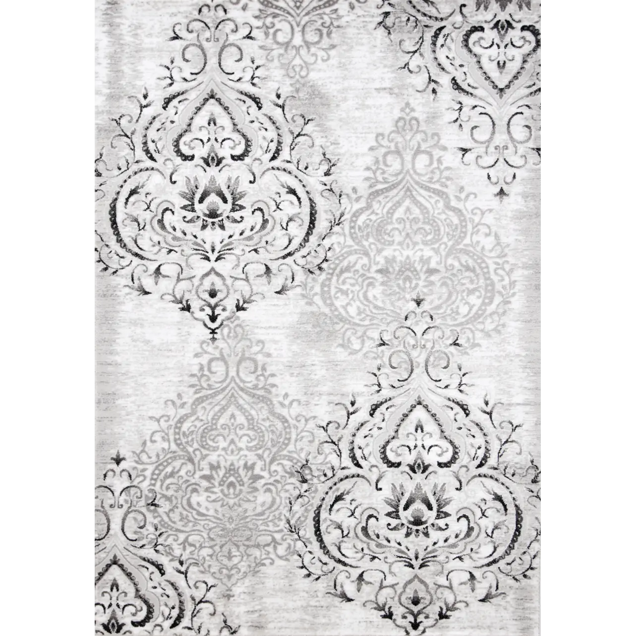 5 x 8 Medium Elegant White and Gray Area Rug - Platinum-1