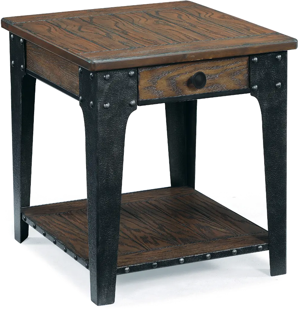 Rugged and Rustic Brown End Table with Drawer - Lakehurst-1