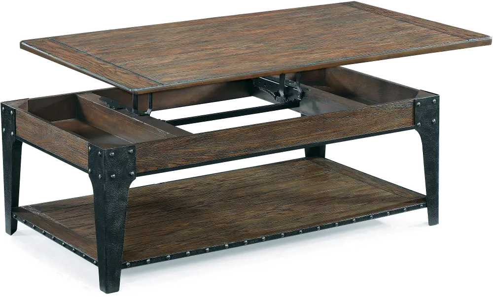 Rugged and Rustic Brown Lift Top Coffee Table - Lakehurst-1