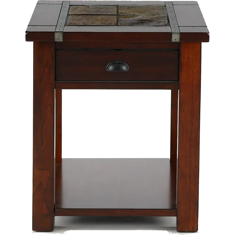 Roanoke Slate and Cherry Brown End Table-1