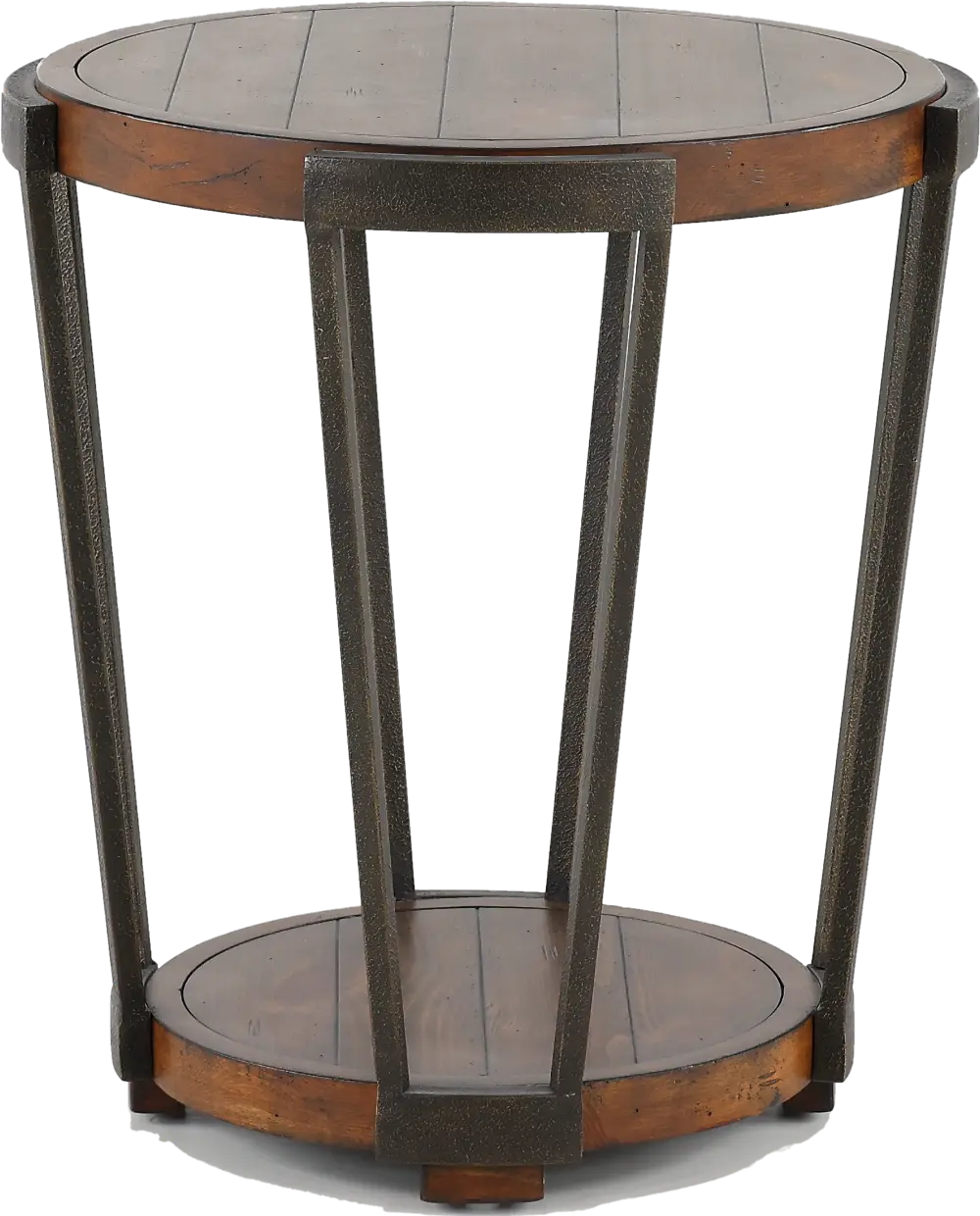 Yukon Antique Rustic Brown Round End Table-1