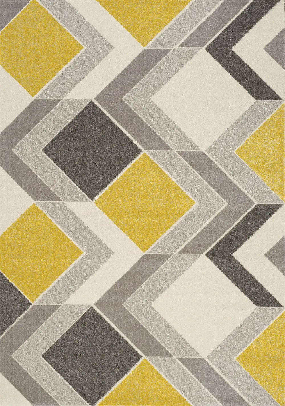 5 x 8 Medium Geometric Gray, Cream and Yellow Area Rug - Safi-1