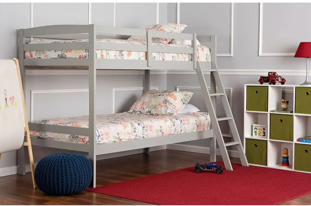 Gray Twin-over-Twin Bunk Bed - Taylor-1