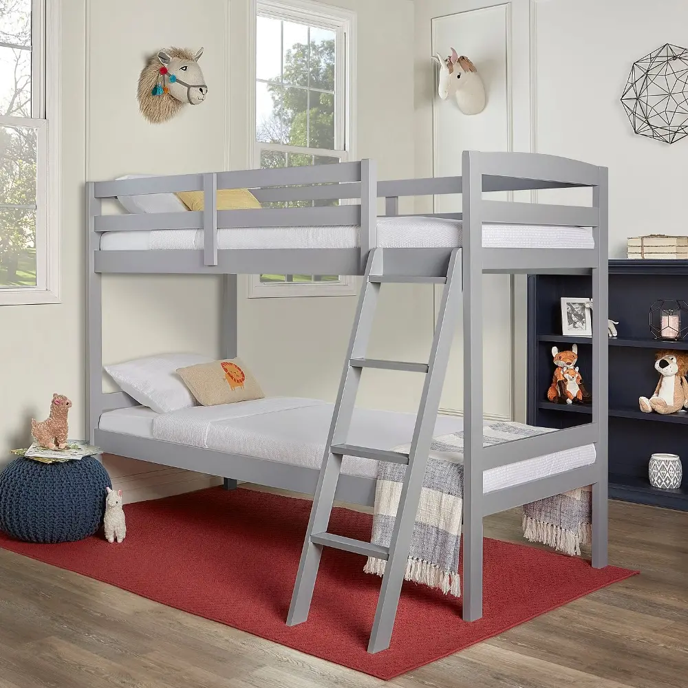 Gray Mini Twin-Over-Twin Bunk Bed - Logan-1