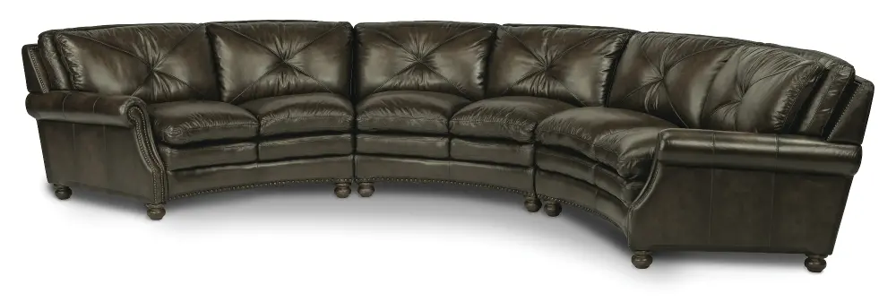 Classic Dark Gray Leather 3 Piece Sectional Sofa - Suffolk-1