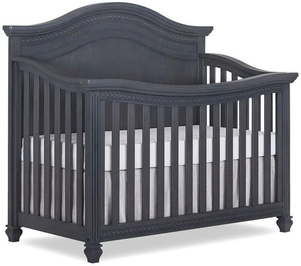 Weathered Gray 5-in-1 Curved Top Convertible Crib - Madison-1
