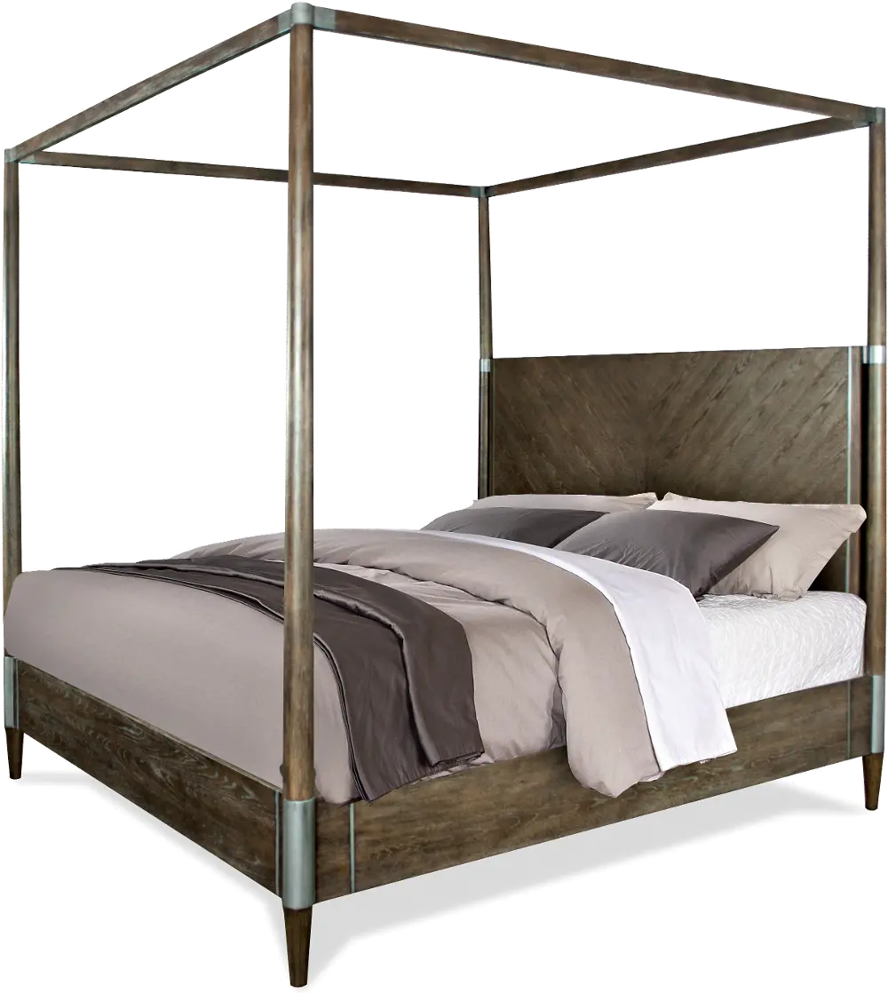 Modern Carbon Gray Queen Canopy Bed - Joelle-1