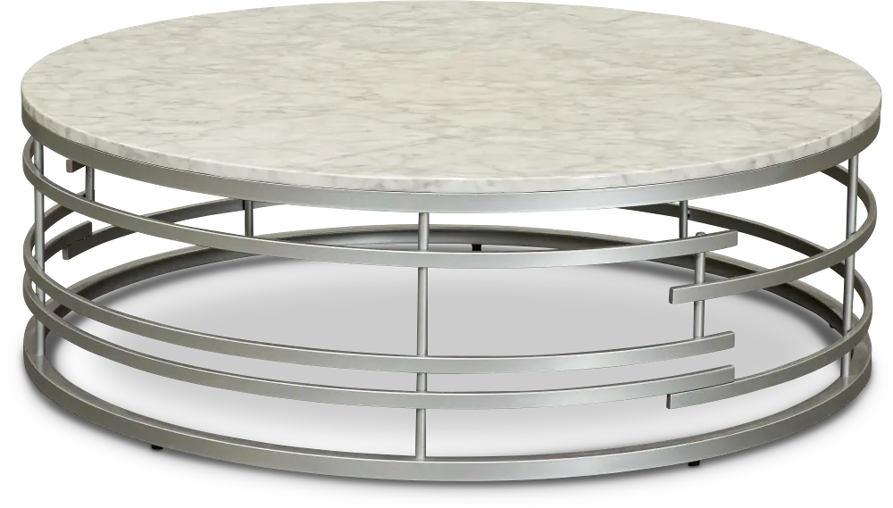Round Marble and Silver Large Coffee Table - Brassica-1