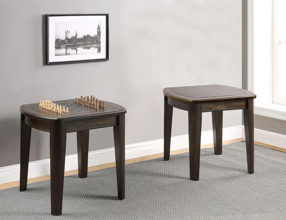 Dark Walnut Brown End Table with Reversible Tabletop - Diletta-1