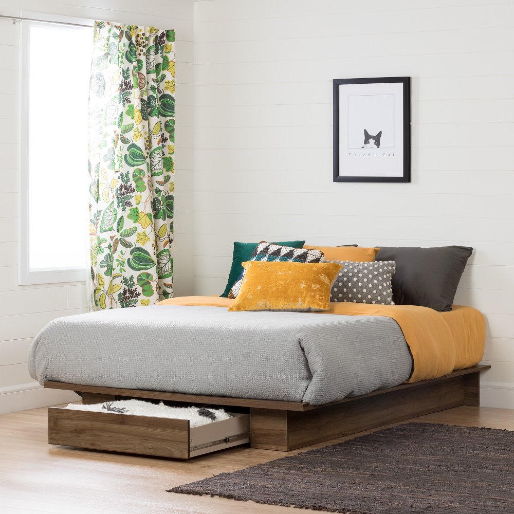 Holland Walnut Full-Queen Platform Bed - South Shore