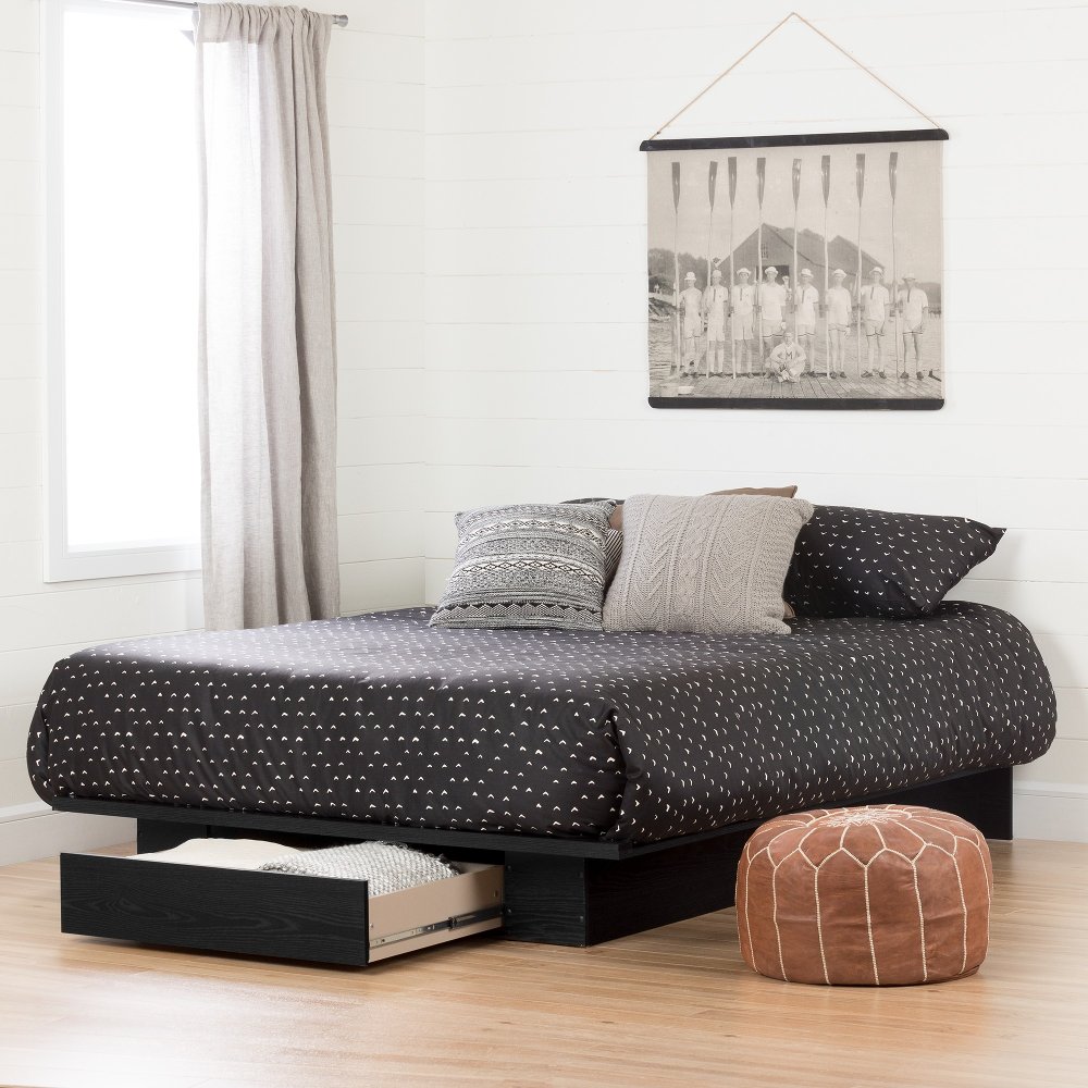 Holland Black Full-Queen Platform Bed - South Shore